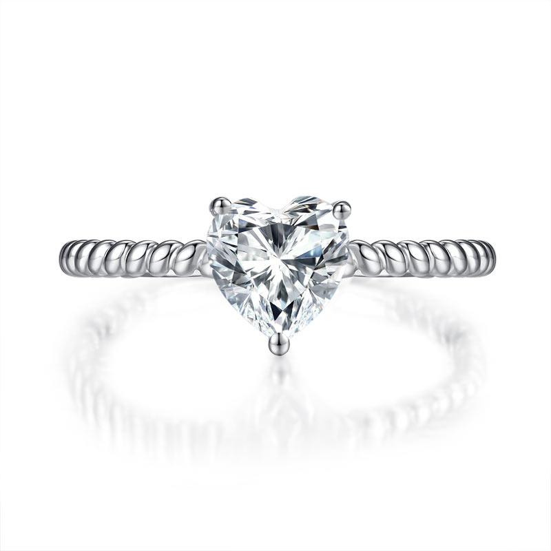 Heart 1 Carat Moissanite Diamond Ring Engagement 925 Sterling Silver XMFR8345