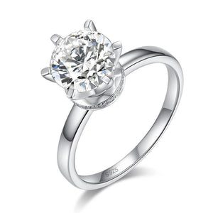 2 Carat Moissanite Diamond (8 mm) 6 Claws Engagement Ring 925 Sterling Silver XMFR8349