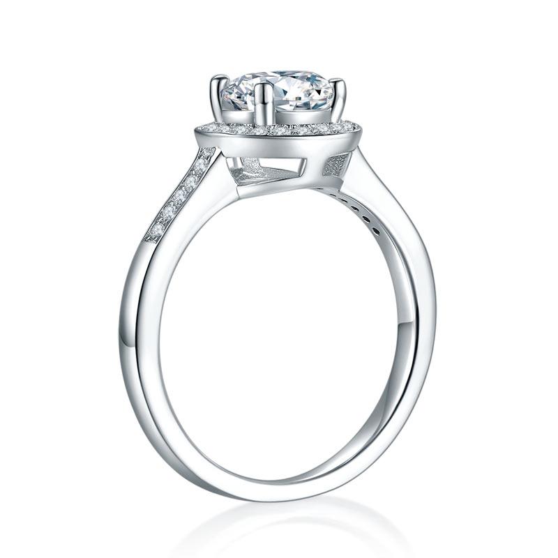 1 Carat Moissanite Diamond Ring Halo Engagement 925 Sterling Silver XMFR8351