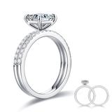 Sterling Silver 1 Carat Moissanite Princess Cut Diamond Ring Set XMFR8365