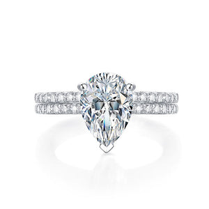 925 Silver Pear Cut Moissanite Diamond Ring Set (1 pcs / 2 pcs) XMFR8367