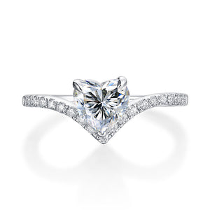 Heart 1 Carat Moissanite Diamond Ring Engagement 925 Sterling Silver XMFR8369