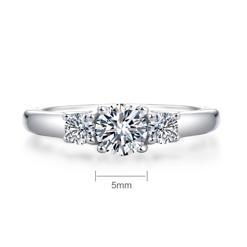 Three Stone Moissanite Diamond Wedding Band 925 Sterling Silver Ring XMFR8373