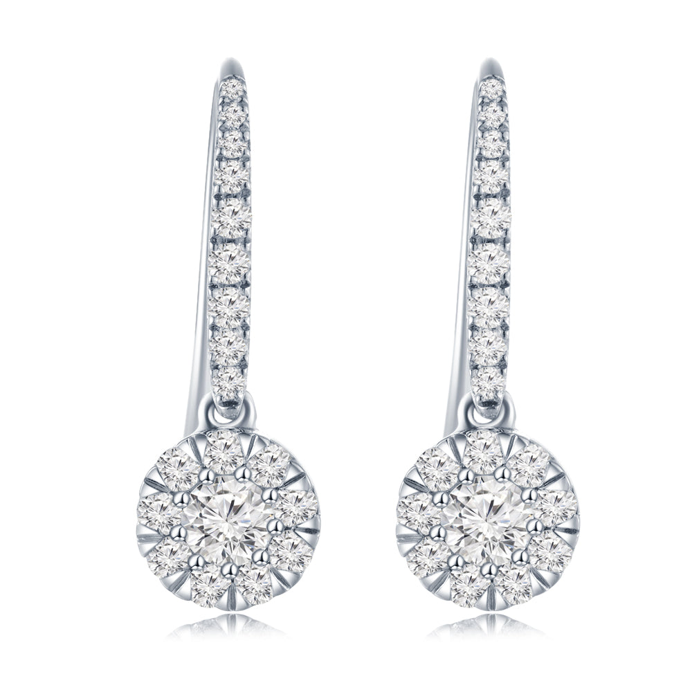 18K White Gold Diamond Drop Dangle Earrings