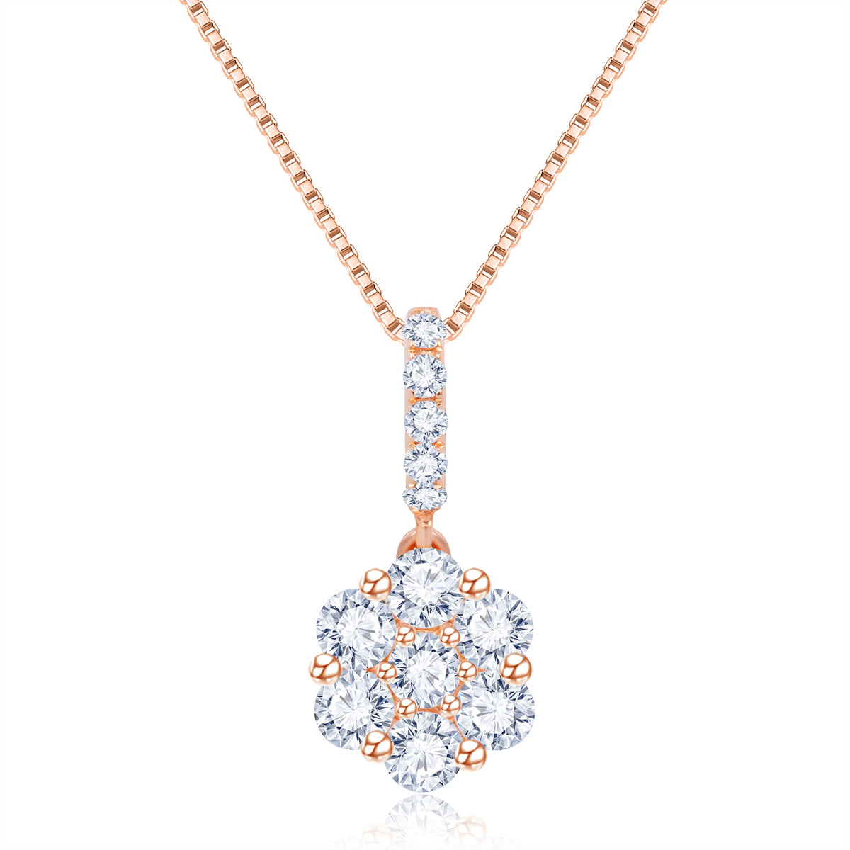 18K Rose Gold Cluster Diamond Pendant