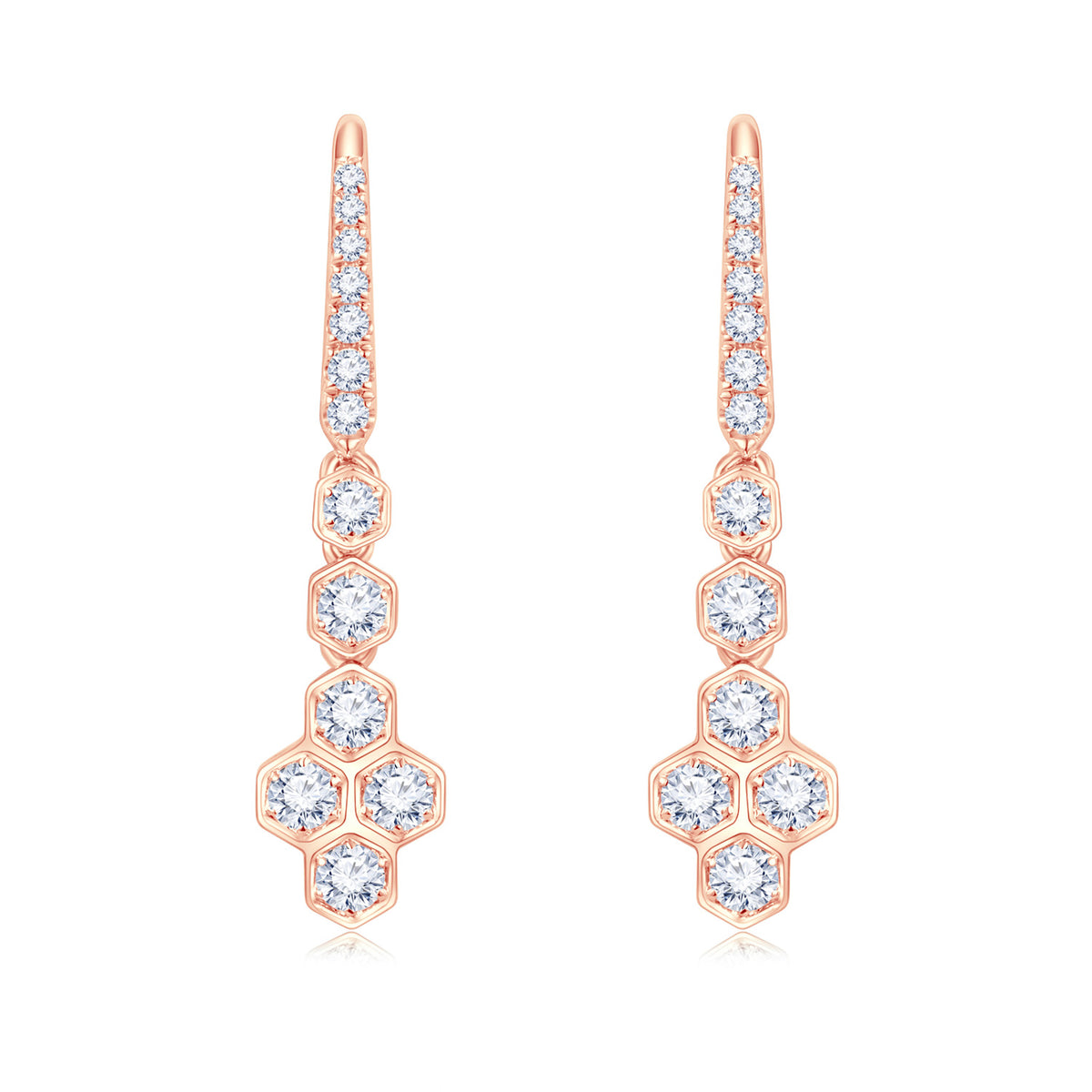 18K Rose Gold BeeHive Drop Earrings