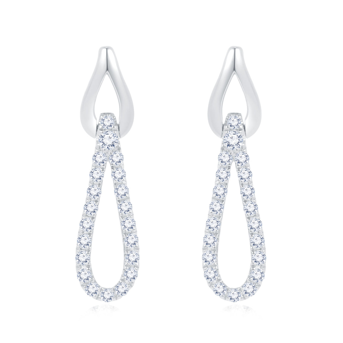 18K White Gold Diamond Drop Earrings