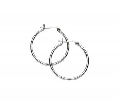 Sterling silver round tube hoop earring HE45