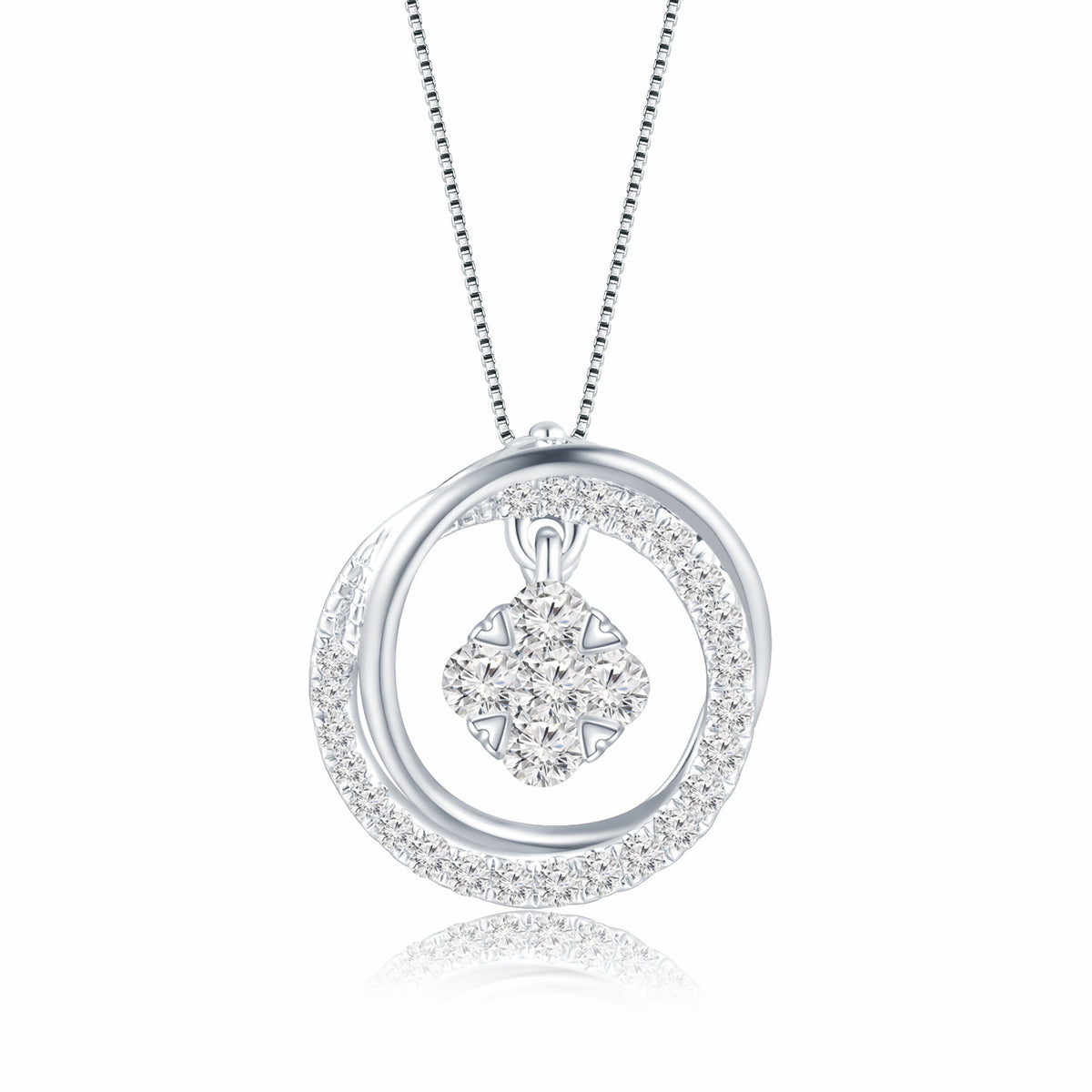 18K White Gold Diamond Pendant