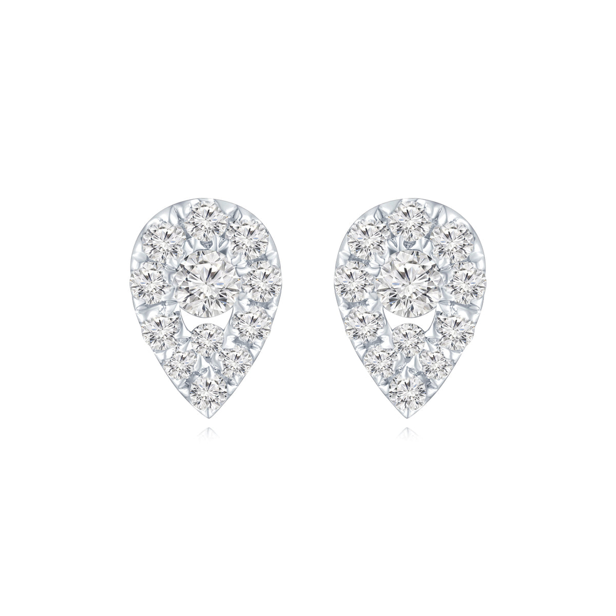 18K White Gold Pear Shape Diamond Earrings