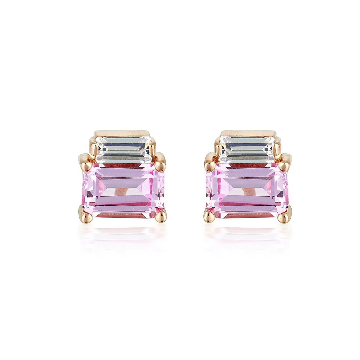 GEORGINI EMILIO PINK SAPPHIRE DOUBLE BAGUETTE EARRINGS IE849P