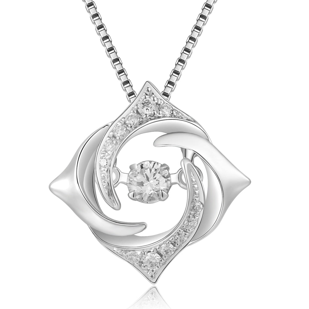 18K White Gold Dancing Diamond Pendant