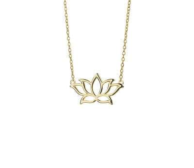 Sterling silver gold plated lotus flower cut out necklace N169