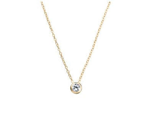 Sterling silver necklace with bezel set CZ pendant N320