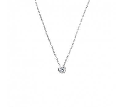 Sterling silver necklace with bezel set CZ pendant N320