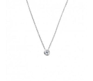 Sterling silver necklace with bezel set CZ pendant N320