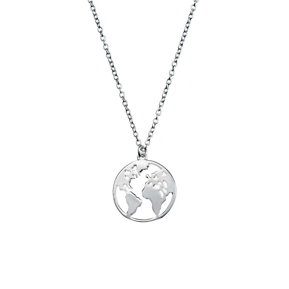 Sterling Silver World Necklace N349