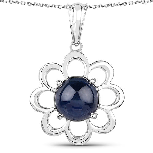 Sterling Silver 4.65ct Blue Sapphire Pendant