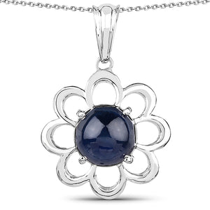 Sterling Silver 4.65ct Blue Sapphire Pendant