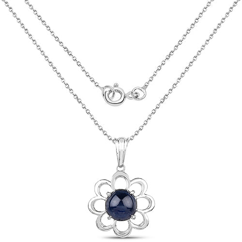 Sterling Silver 4.65ct Blue Sapphire Pendant