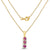 14K Yellow Gold Plated Silver 3 stone Ruby Pendant