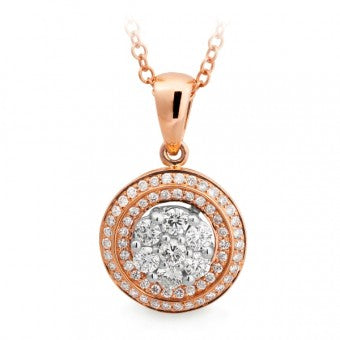 9ct White &amp; Yellow Gold Diamond Claw/Bead Set Pendant