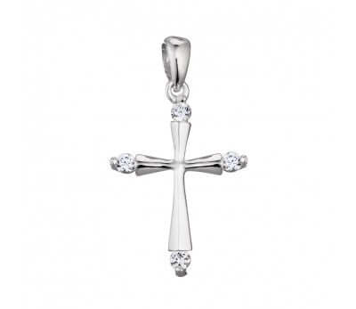 Sterling Silver Cross with CZ tips P683