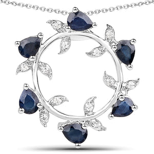 Sterling Silver Blue Sapphires Wreth Pendant