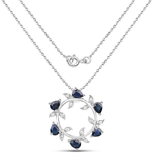 Sterling Silver Blue Sapphires Wreth Pendant