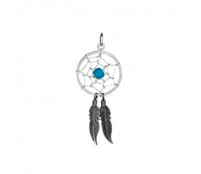 Sterling silver dream catcher pendant with TQ stone P931