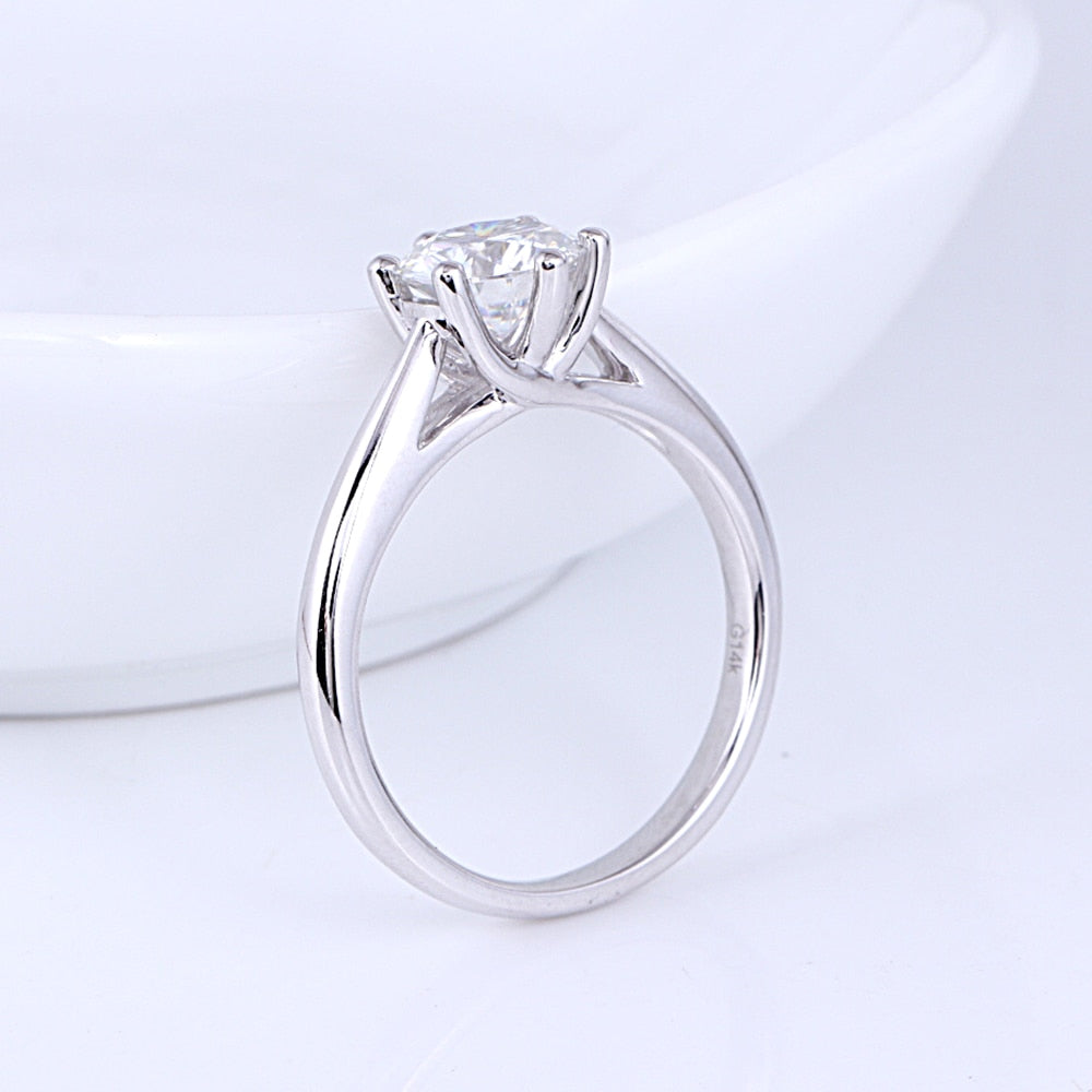 14K 585 White Gold 6.5mm 1CT Engagement Mount Ring