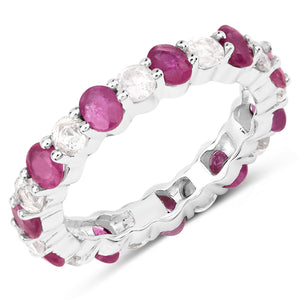Sterling Silver Eternity Ruby and White Topaz Ring US7