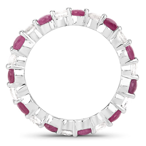 Sterling Silver Eternity Ruby and White Topaz Ring US7