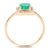 14K Yellow Gold 0.63 Carat Genuine Zambian Emerald and White Diamond Ring