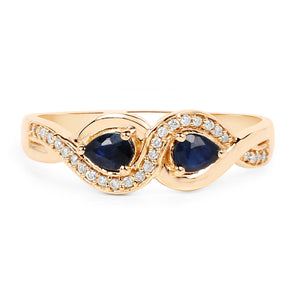 14KY Gold Blue Sapphire and Diamond Ladies Ring US:7