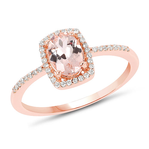 14K Rose Gold Morganite Diamond Ladies Ring