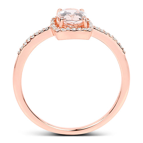 14K Rose Gold Morganite Diamond Ladies Ring