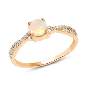 14KY Gold Opal & Diamond Ladies Ring US:7