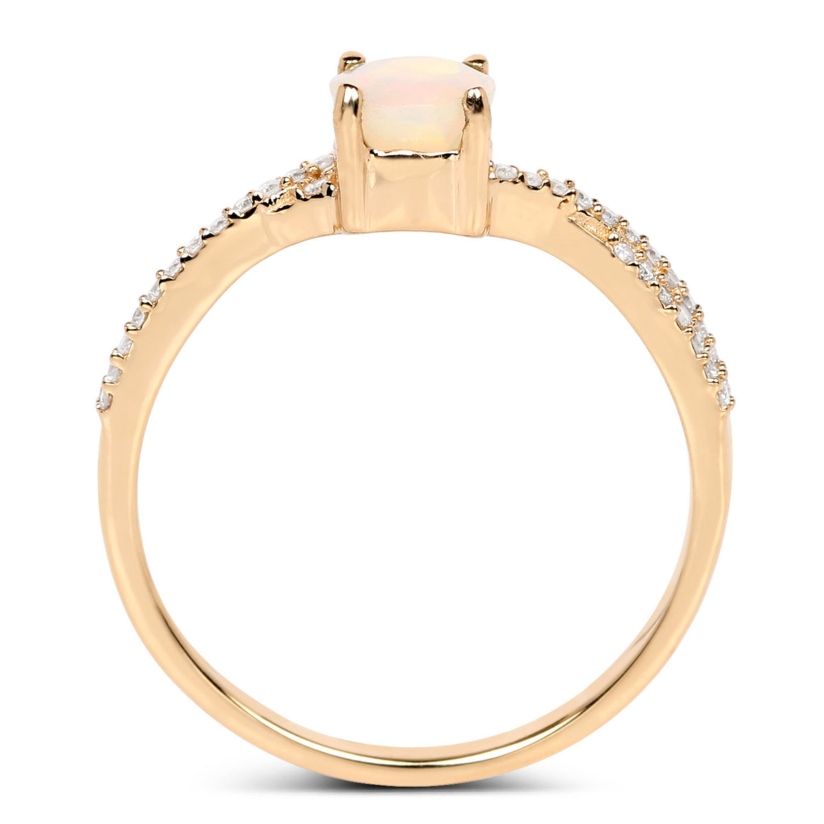 14KY Gold Opal & Diamond Ladies Ring US:7