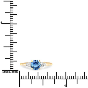 14KY Blue Sapphire Diamond Dress Ladies Ring US:7