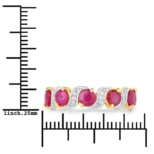 14K Yellow Gold Genuine Ruby &amp; Diamond 1.56cts Ladies Ring