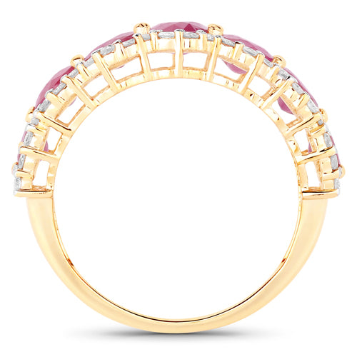 14K Yellow Gold Genuine Ruby &amp; Diamond Eternity Ring 3.30cts