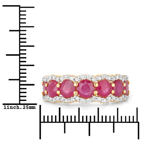 14K Yellow Gold Genuine Ruby &amp; Diamond Eternity Ring 3.30cts