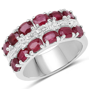 Sterling Silver 2.90ct Ruby & White Topaz Ring US6