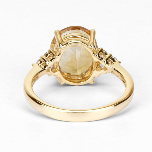 10K Yellow Gold 3.04ct Citrine and White Topaz Ring