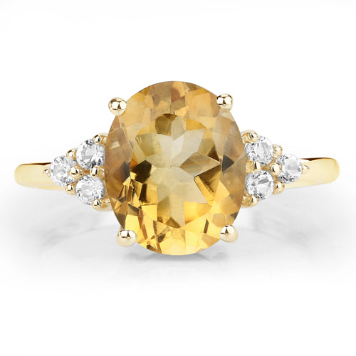 10K Yellow Gold 3.04ct Citrine and White Topaz Ring