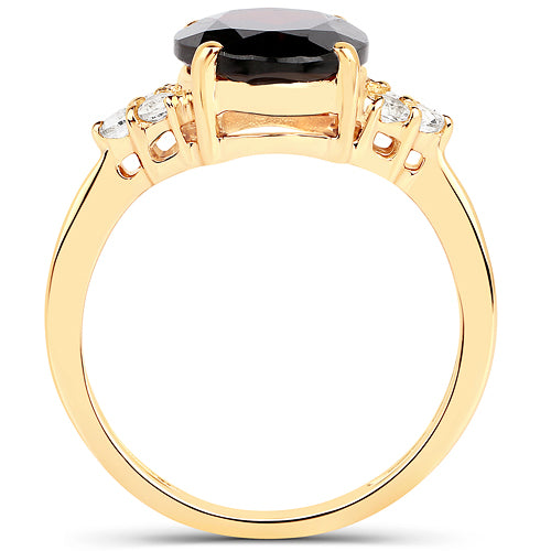 10K Yellow Gold Garnet and White Topaz Ring US7