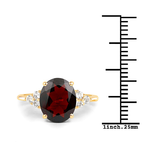 10K Yellow Gold Garnet and White Topaz Ring US7