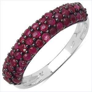 Sterling Silver 1.29ct Ruby Pave Set Ladies Ring US7