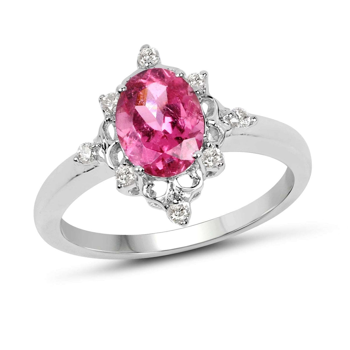 10K White Gold Tourmaline and Diamond Ladies Ring